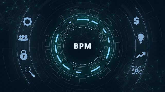 BPM Business process management system technology concept.