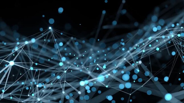 Abstract digital background with glowing blue network and copy space for tech