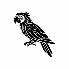 Obraz premium Black Parrot Silhouette with Circuit Board Pattern Design.