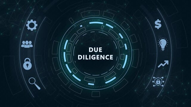 business, Technology, Internet and network concept. virtual screen of the future and sees the inscription: Due diligence