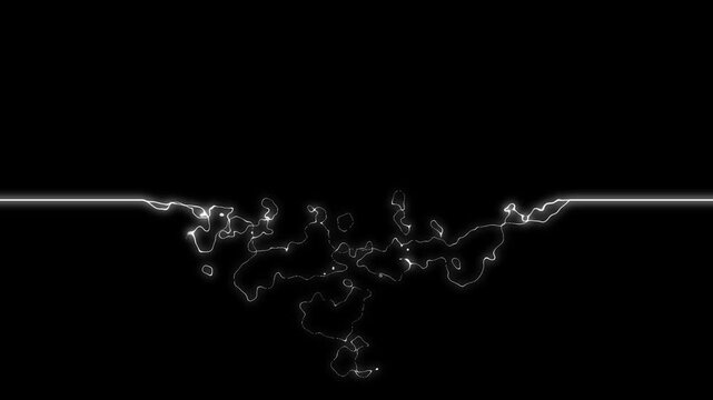 White Electric Lightning Energy Line On Black Background