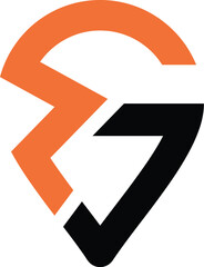 Letter WG letter with Location logo