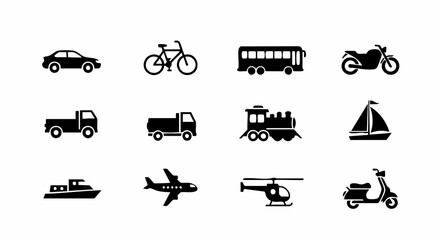 transportation icons set