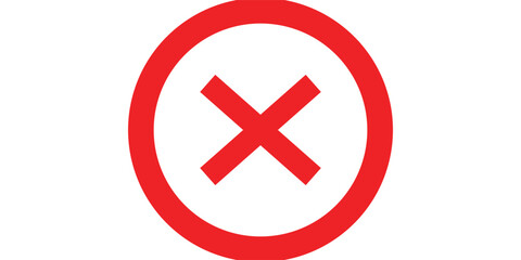 Obraz premium Red x icon. Bold red cross symbol on white background. Medical and emergency icon vector flat illustration design.