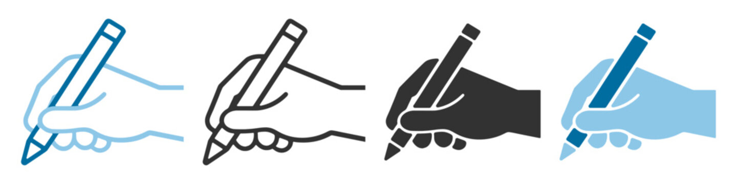 Hand signing document icon set, outline and solid pen signature agreement symbols isolated on transparent background