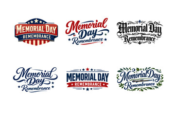 Fototapeta premium Memorial Day Remembrance. Set lettering. harmonious lettering variations of the same emblematic concept, each with different artistic