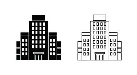 Labor day modern skyscraper building icon set Vector