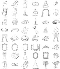 Hand Drawn Wedding and Bridal Accessories Sketch Collection