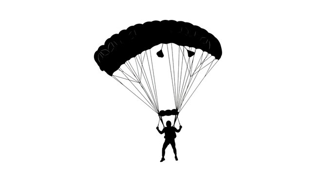 Skydiver Silhouette With Colorful Parachute Lines