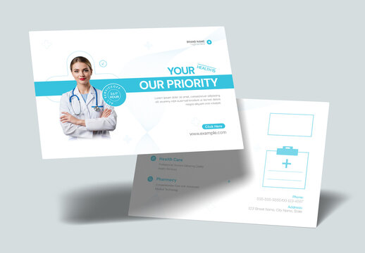 Professional Medical Healthcare Postcard Design Template
