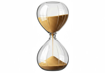 Elegant hourglass with golden sand flowing smoothly