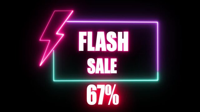 Neon Flash Sale 67 Percent Discount Promotion Electric Glow Effect