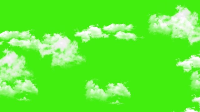 White overcast sky animation with soft moving clouds on green screen