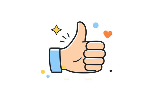 Hands and gestures. A hand making a simple thumbs-up or approval sign. Positive feedback, reassurance, and friendly support expressed clearly. Minimalist flat