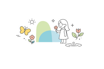 Fototapeta premium Minimal spring style concept. Simple abstract shapes and light seasonal elements arranged with plenty of white space, expressing freshness
