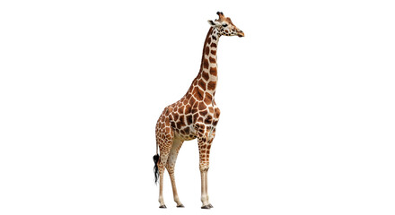 Obraz premium Full Body Giraffe Standing Isolated On Black Background