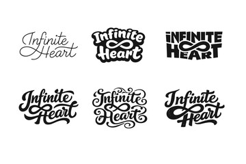 Fototapeta premium Infinite heart. Set lettering. harmonious lettering variations of the same emblematic concept, each with different artistic interpretation (Modern minimal