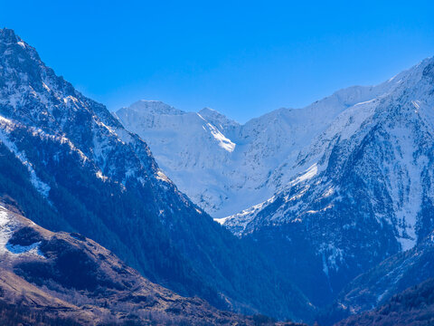 The Pyrenees with snow on the peaks, Hautes-Pyr&eacute;n&eacute;es, Occitanie, France