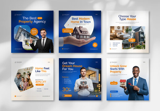 Modern Real Estate Social Media Post Template Bundle for Property Marketing