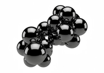 Shiny black metallic spheres clustered together in modern abstract design