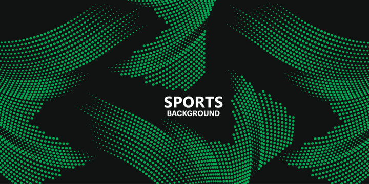 Abstract colored background with futuristic wave dots. Modern green vector background with dynamic motion waves. Sports poster vector background template. EPS 10