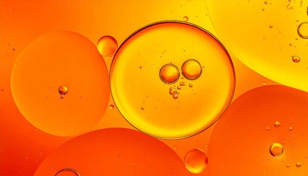 Oil Droplets in Orange Yellow Liquid