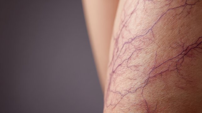 Close up of varicose veins on female legs, vascular disease and circulation problem concept