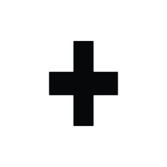 Obraz premium Plus sign silhouette vector flat design on white background.