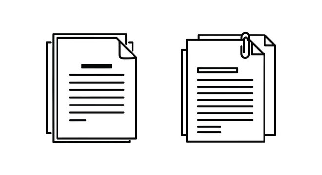 Two stacks of papers with clips a minimalist black silhouette