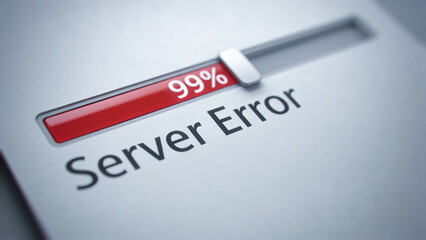 Fototapeta premium Scam ai alert cybersecurity warning,financial,crypto fraud urgent server failure progress bar 99 percent notification