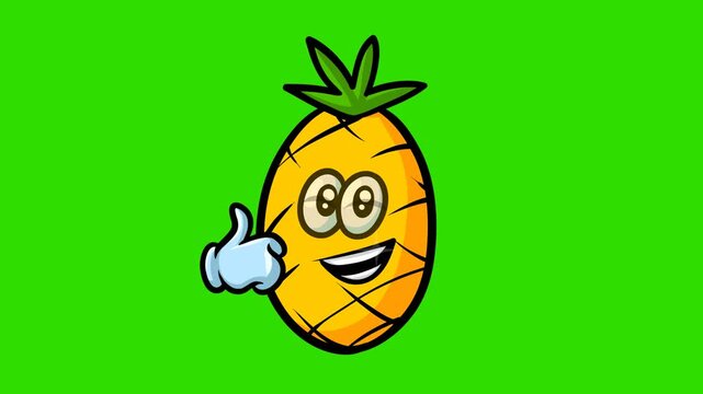 Pineapple character thumb up animation