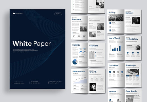 Professional Business White Paper Template with Corporate Blue