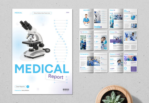 Professional Medical Report Brochure Template for Healthcare Services