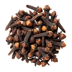 Fototapeta premium A pile of dried whole cloves spice on a white background