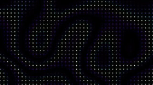 Animated abstract technology random dots and grid 4K on black background. Loop background. Led halftone and moire effect