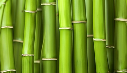 Fototapeta premium Green bamboo stalks creating a lush and tranquil backdrop for nature-themed projects and designs