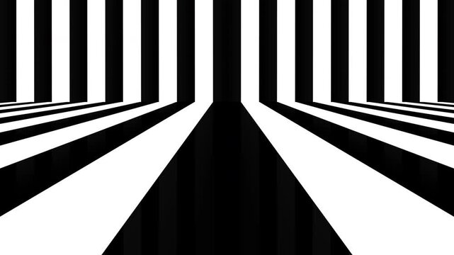 Optical black and white stripes 3d background moving loop