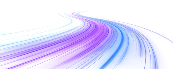 Bright electric blue streaks twist across a dark city skyline, creating a sense of speed and futuristic energy. Perfect for tech designs. PNG