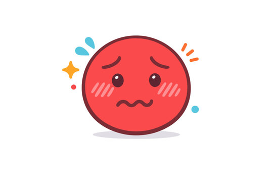 Red face expression representing embarrassment and social discomfort in an awkward moment. A relatable visual metaphor of blushing stress and