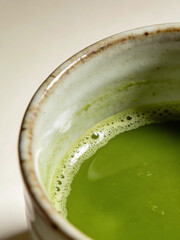 closeup at the edge of matcha cup 2