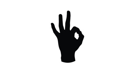 Obraz premium Black silhouette of a hand making the okay gesture silhouette