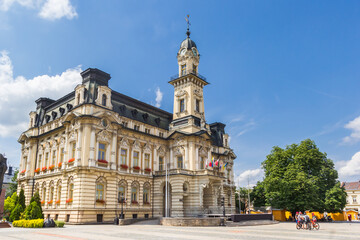 Obraz premium Historic town hall on the market square of Nowy Sacz, Poland