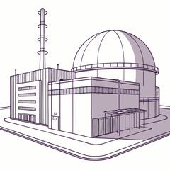 Realistic atomic facility with smooth dome and cooling tower © Miasahin