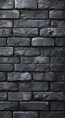 Naklejka premium A textured dark gray brick wall surface in an outdoor setting