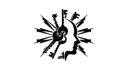 Fototapeta premium black silhouette of human head with creative inspiration