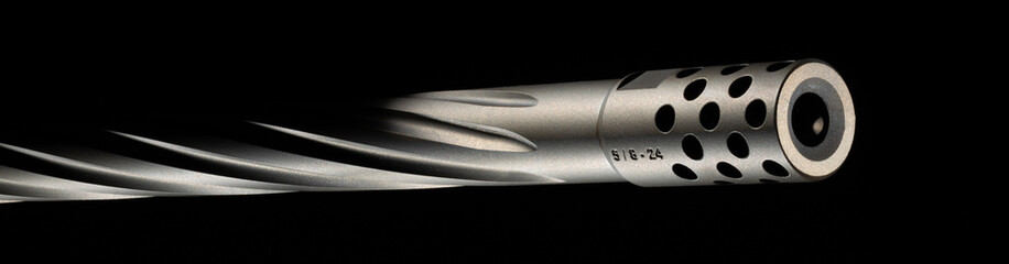 5/8-24 threaded muzzle brake ona colorful rifle barrel