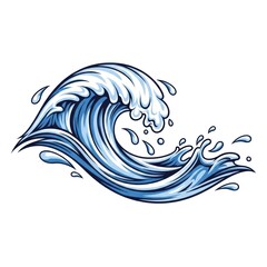 Fototapeta premium Stylized illustration of a cresting ocean wave with shades of blue and white, dynamic motion