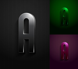 3d dark letter A, condensed gloomy alphabet, vector illustration 10eps.