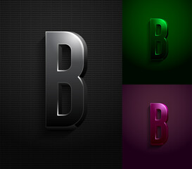3d dark letter B, condensed gloomy alphabet, vector illustration 10eps.