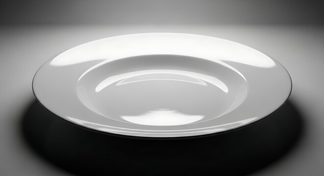 A grayscale image of a shiny circular object with a concave center